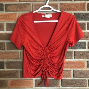 Burnt Orange Clinch Tie Top